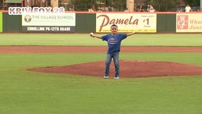 Enkyboy Brice Gonzalez throws first pitch to honor father on Colon Cancer Awareness Night