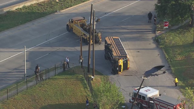 Houston ISD bus crash: School bus flips over near Kimble, Berkley