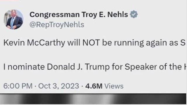Donald Trump as next House Speaker, Texas Congressman Troy Nehls proposes nomination