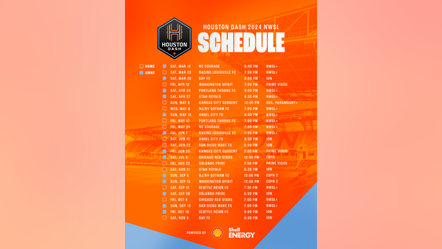 Houston Dash announce 2024 NWSL regular season schedule