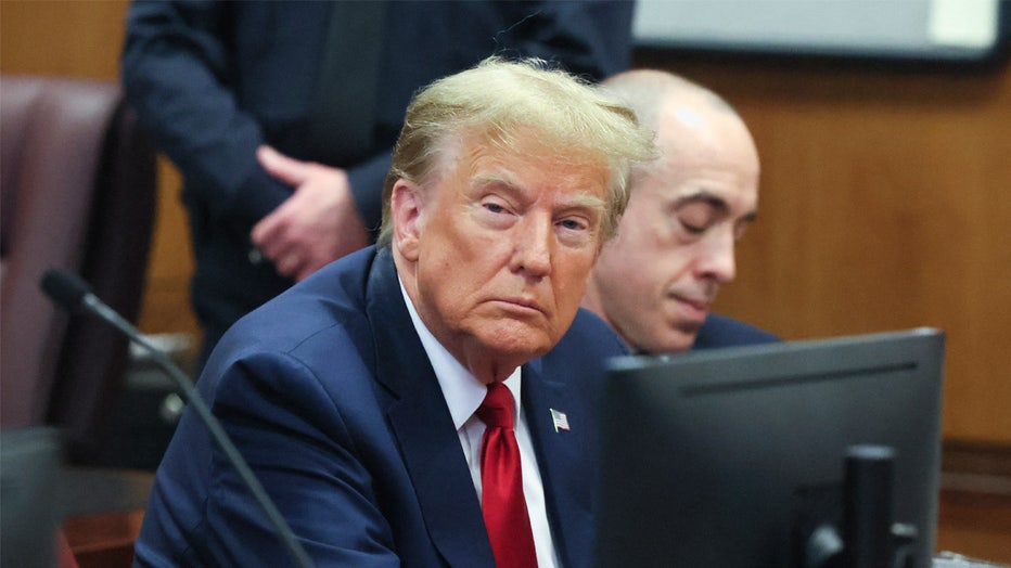 Former US President Donald Trump attends a hearing at Manhattan Criminal Court in New York City on February 15, 2024. Trump is in court ahead of a trial for illegally covering up hush money payments made to hide extramarital affairs, including with porn star Stormy Daniels. The hearing will see Trump's legal team attempt to have the case thrown out. (Photo by BRENDAN MCDERMID / POOL / AFP) (Photo by BRENDAN MCDERMID/POOL/AFP via Getty Images)