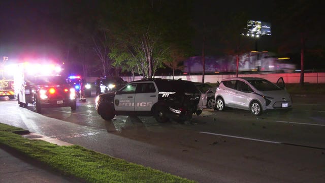 Houston crash along Katy Freeway: Police officer, 2 in stalled car taken to hospital