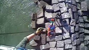 VIDEO: Coast Guards rescue man after he fell walking along the North Jetty in Galveston