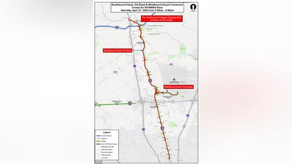 Houston traffic: Hardy Toll Road to be closed Saturday for 2024 Ironman Race
