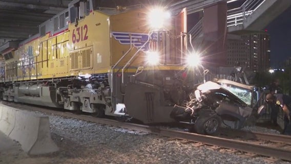 Houston train crash: Abandoned SUV hit in Downtown near Main Street