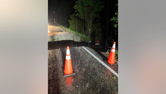Walker County road FM 2989 washes out during storms