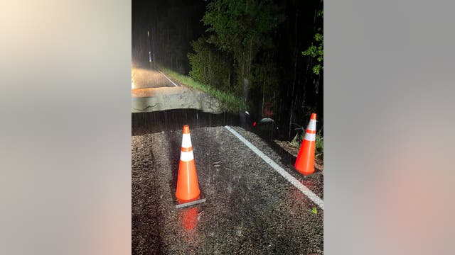 Walker County road FM 2989 washes out during storms