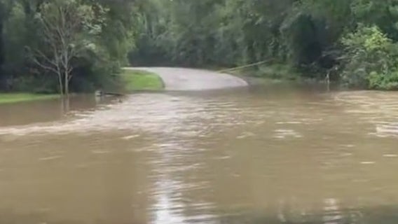 Flooding in Montgomery County, Harris County: Peach Creek in Splendora