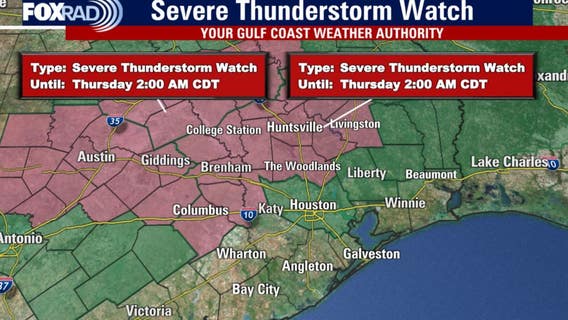Houston weather: Severe Thunderstorm Watch issued for counties north of Houston