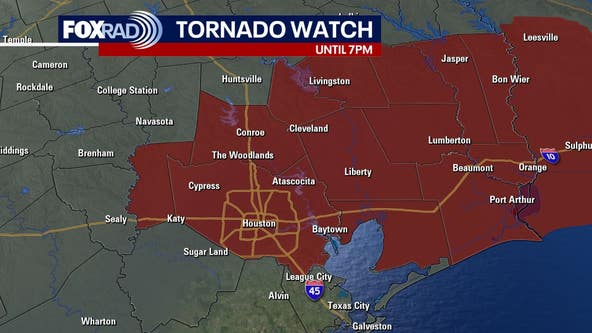 Tornado watch issued until 7pm in Houston; threat of hail, strong winds and isolated tornadoes
