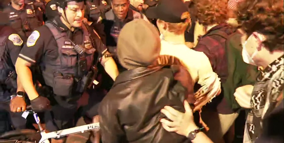Protesters, cops clash in DC streets as George Washington University protest encampment cleared