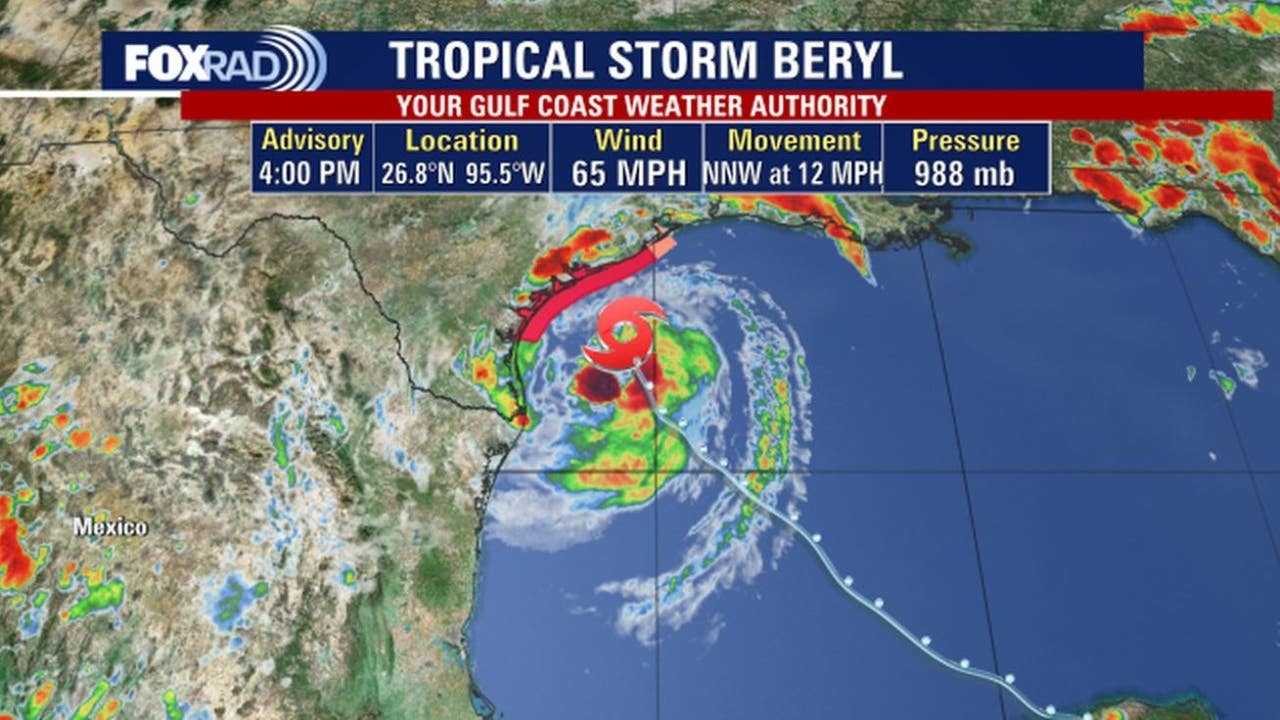 Tropical Storm Beryl on path for Texas coast: Latest updates