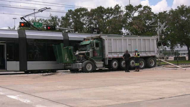 METROrail crash with dump truck near NRG, 3 people injured