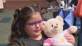 Child cancer patients take care of their teddy bears at MD Anderson Cancer Center