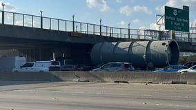 I-610 lanes blocked after heavy truck hits NRG Park pedestrian bridge