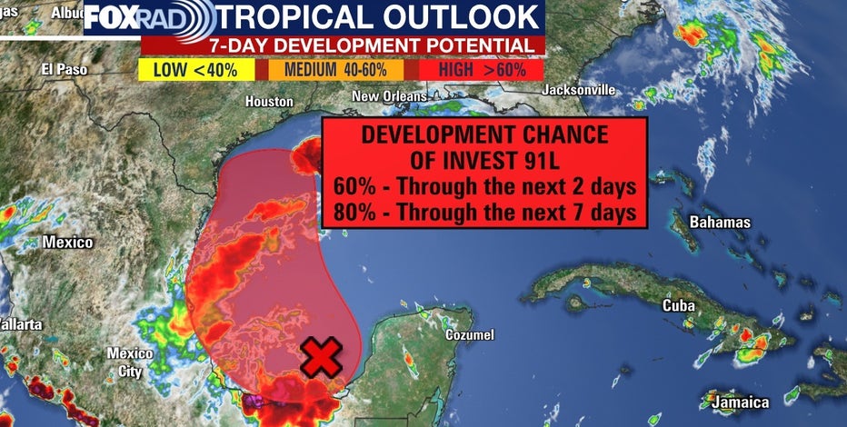 Invest 91L high chance of becoming tropical storm in Gulf of