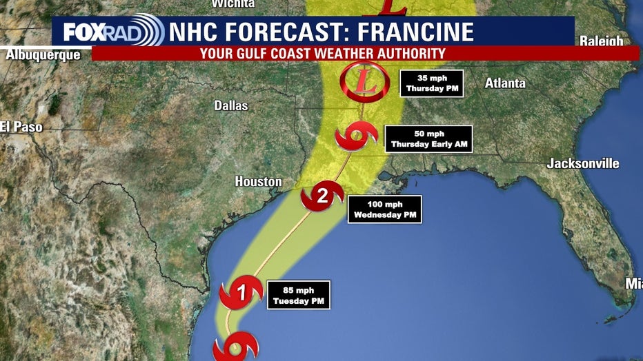 Tropical Storm Francine In Gulf Hurricane Threat Looms For Texas   E1af9ec0 Francine Track 