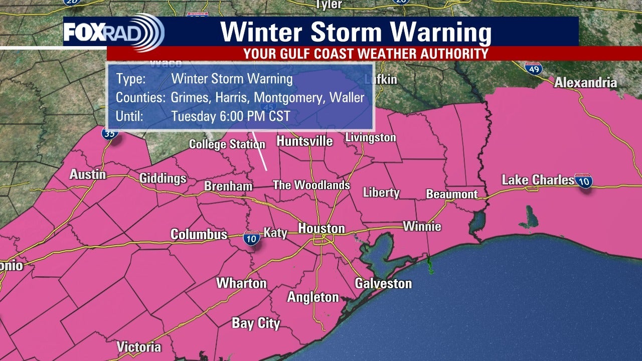 Houston weather Winter Storm Warning in effect until Tuesday night