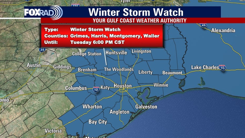 Houston weather Winter Storm Watch issued through Tuesday. Will we see