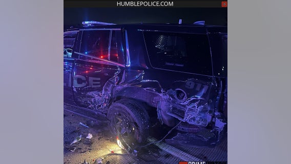 Humble officer trapped in cruiser after crash during traffic stop