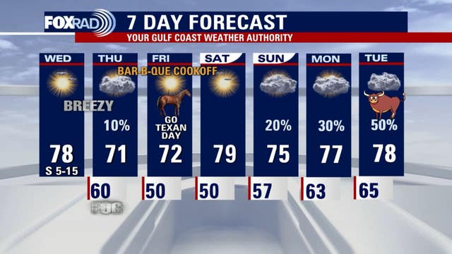 Houston weather: Wednesday feels like spring with highs in 70s, south breezes