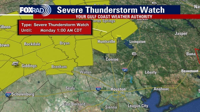 Houston weather: Severe Thunderstorm Watch for some Sunday night