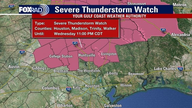 Houston weather: Severe Thunderstorm Watch for northern counties
