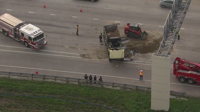 State Highway 288 crash: Dump truck overturns, multiple lanes blocked