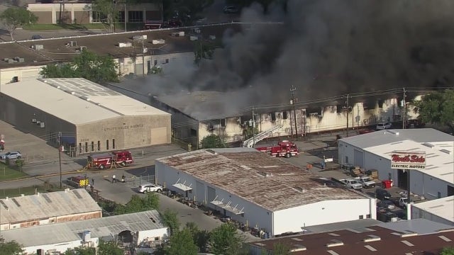 Houston warehouse fire: Firefighters battle blaze on McAllister Road