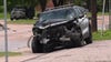 Houston officers, driver injured in northeast crash, police say