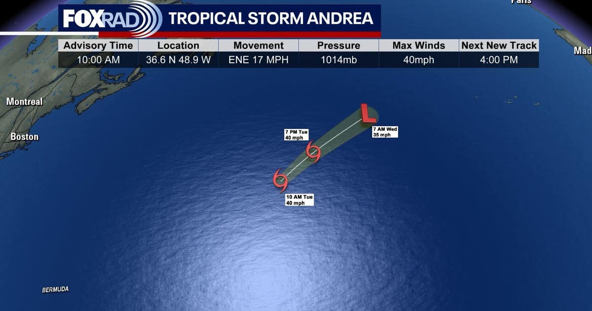 Tropical Storm Andrea forms in Atlantic: Path, track map, forecast ...