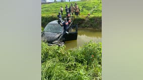 Driver hospitalized after vehicle falls into ditch in Cypress area