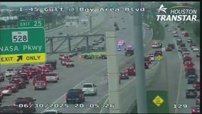 Gulf Freeway crash: 1 killed in crash involving motorcycle near NASA Parkway, multiple lanes shut down
