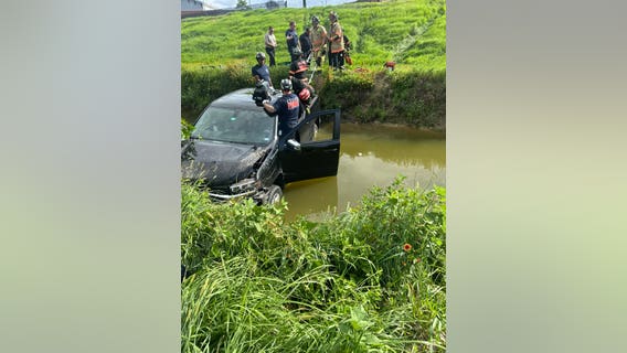Driver hospitalized after vehicle falls into ditch in Cypress area
