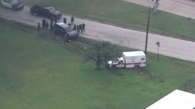 Suspect in stolen ambulance leads police chase before crashing in south Houston; suspect detained