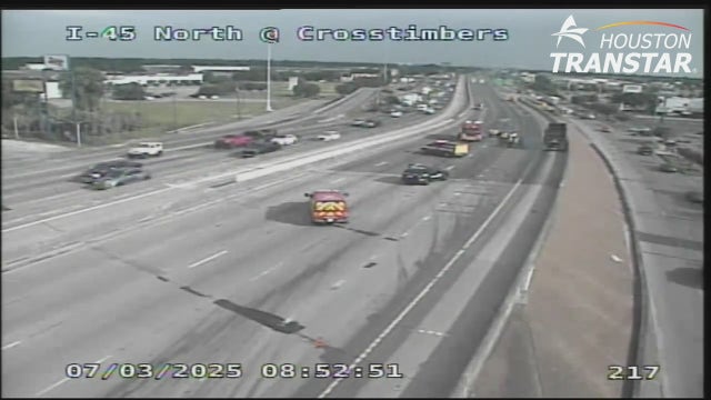 I-45 crashes: Hazmat spills block lanes of traffic at Crosstimbers & Patton