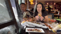 Car crashes into Houston restaurant, narrowly misses influencers filming review