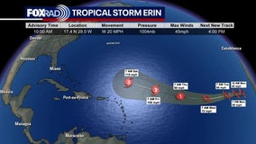 Tropical Storm Erin forms in Atlantic, could become hurricane: Tracker, path