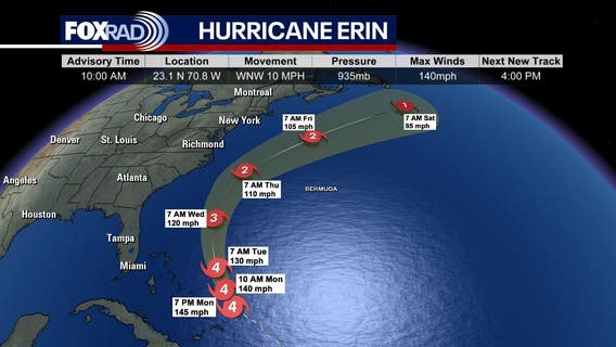 Hurricane Erin tracker: Path, impacts, forecast, radar