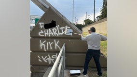 Senator Ted Cruz paints over profane graffiti referencing Charlie Kirk