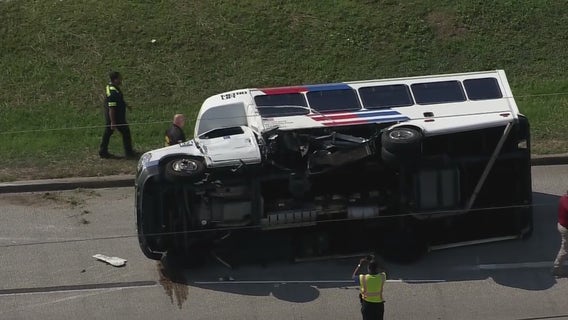 METROLift bus overturned trying to avoid crash in northwest Harris County