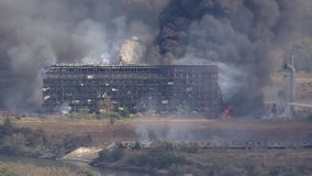Fire erupts at decommissioned electrical plant near San Leon