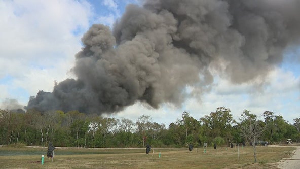 Crews working to put out fire at decommissioned electrical plant near San Leon