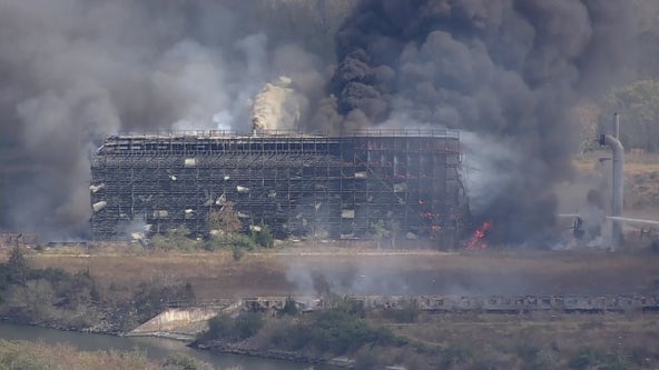 Fire erupts at decommissioned electrical plant near San Leon