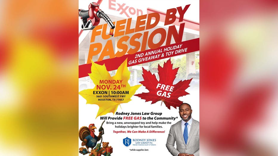 Gas giveaway, toy drive being hosted by Houston attorney for