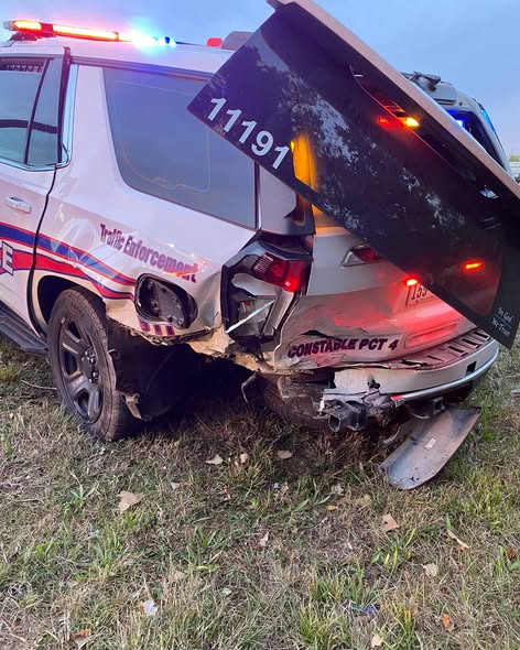 Harris County constable vehicle hit by vehicle on Hardy Toll Road