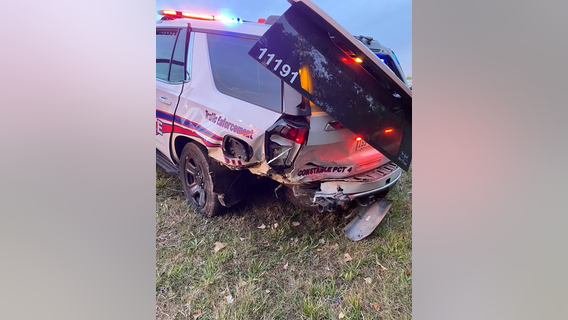 Harris County constable vehicle hit by vehicle on Hardy Toll Road