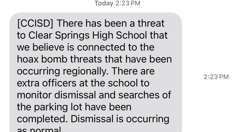 Clear Springs High School shooter threat text messages 