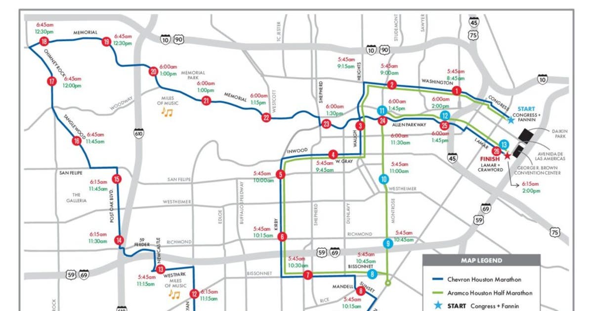 Houston Marathon street closures set for weekend