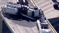 18-wheeler rolls over on ramp between I-69, I-610